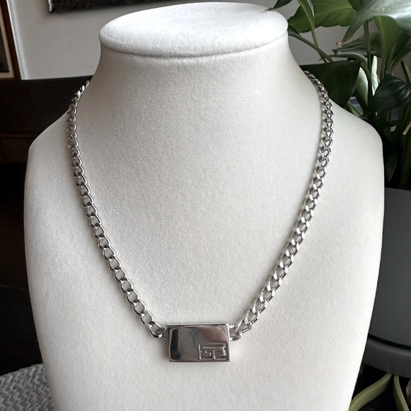 Givenchy Jewelry - GIVENCHY Vintage 1979 Logo Plate Necklace